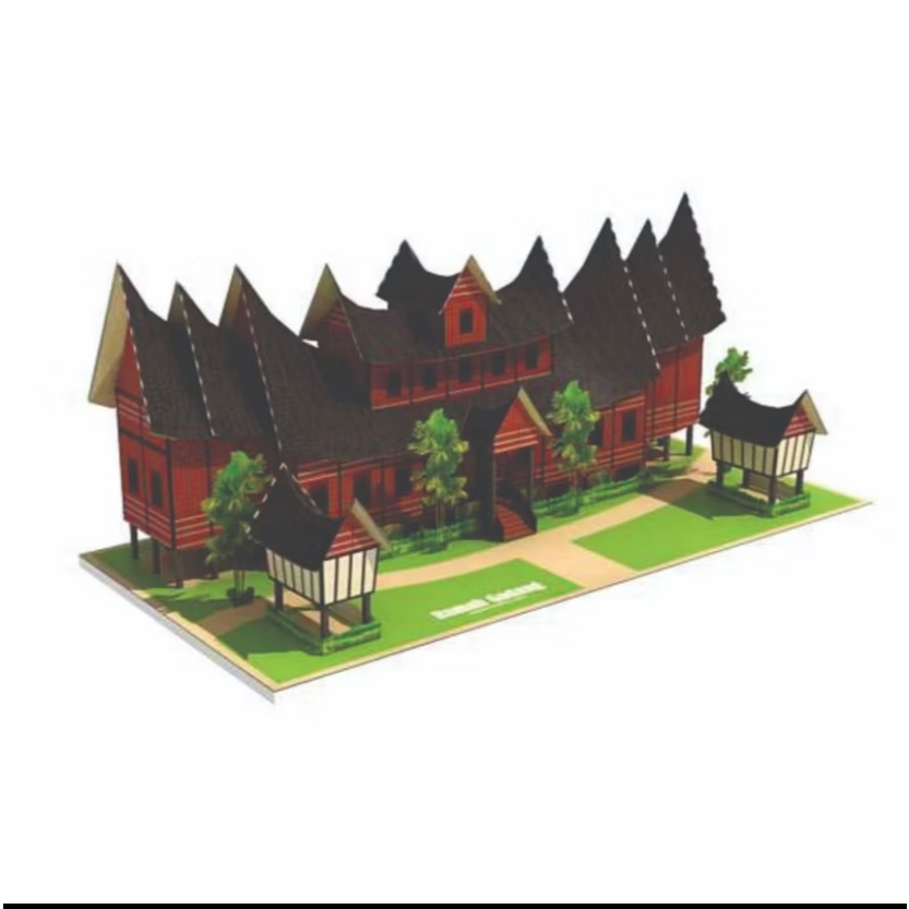 Rumah Adat Gadang Minangkabau Sumatera Barat  Diorama papercraft kerajinan kertas miniatur sejarah warisan dunia diy mainan edukatif edukasi anak dewasa belajar pendidikan diecast