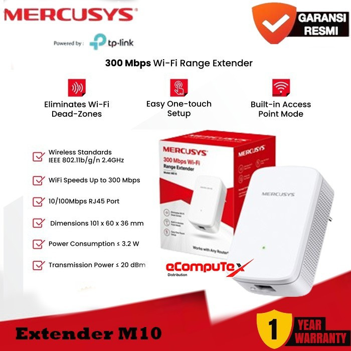 Jual EXTENDER MERCUSYS EXTENDER MERCUSYS ME10 300 MBPS AT 2.4 GHZ WI-FI ...