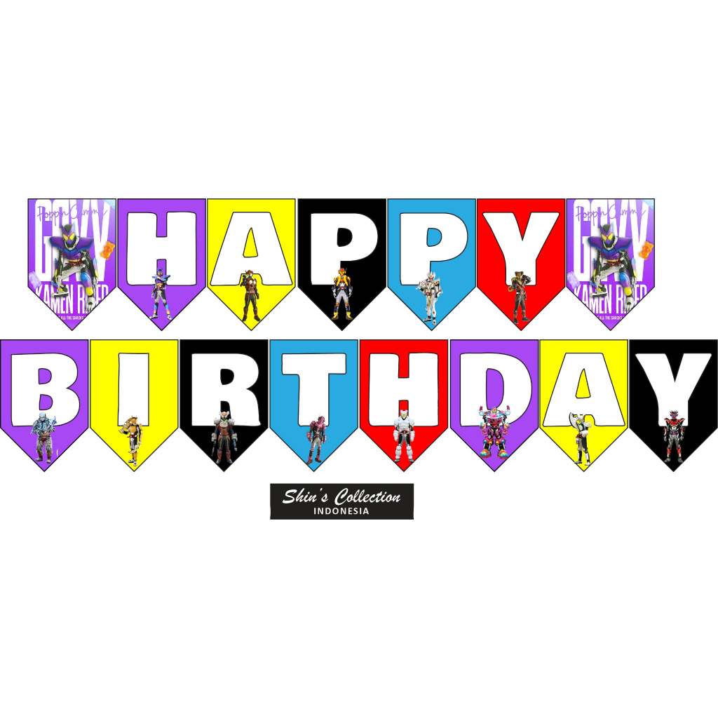Jual Banner bunting flag Happy Birthday ulangtahun Kamen Rider Gavv ...