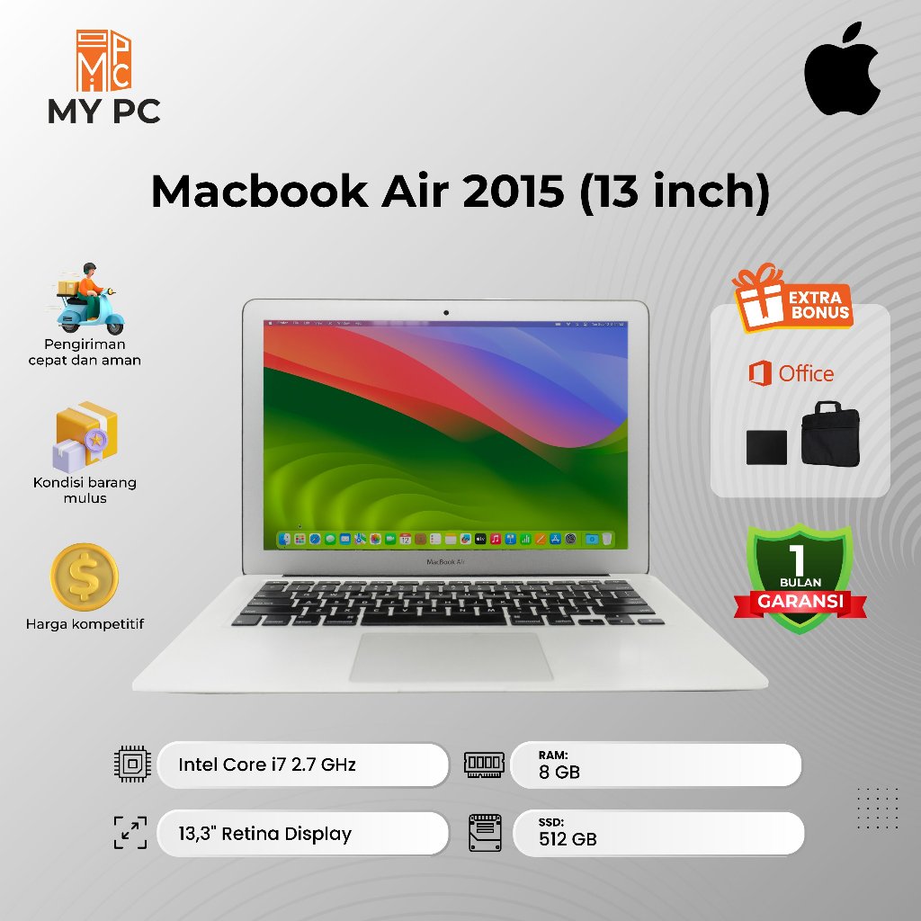 Jual Laptop Macbook Air 2015 13inch Core i7 RAM 8GB SSD 512GB 13 ...