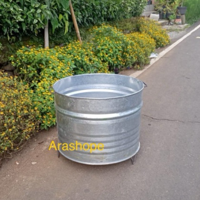 Jual Drum galvanis 100 liter +kaki+pegangan las/tong sampah/tempat