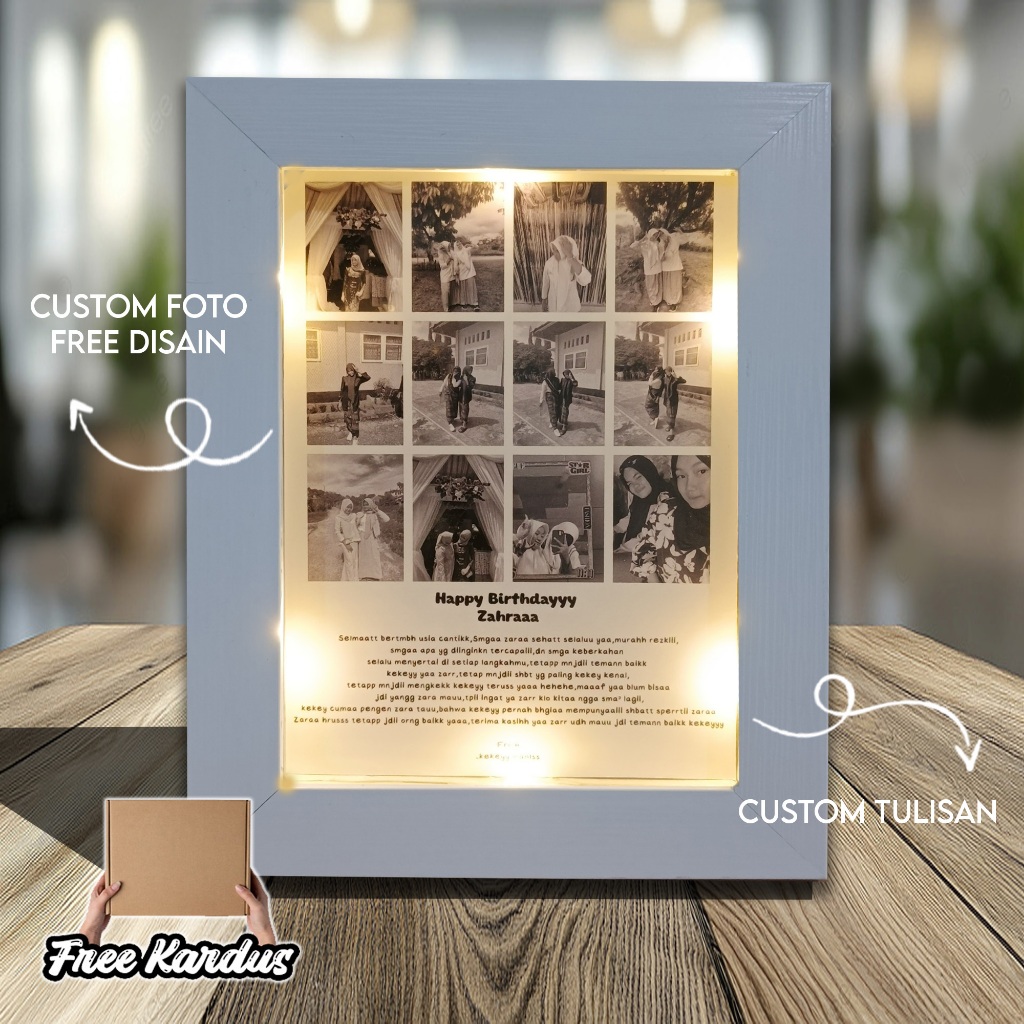 Jual GRID FRAME LED | 12 FOTO | BONUS KARTU UCAPAN | GIFT FOR FRIEND ...