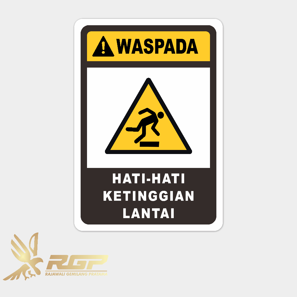 Jual Rambu K3 Waspada Hati Hati Ketinggian Lantai - Plat Alumunium ...