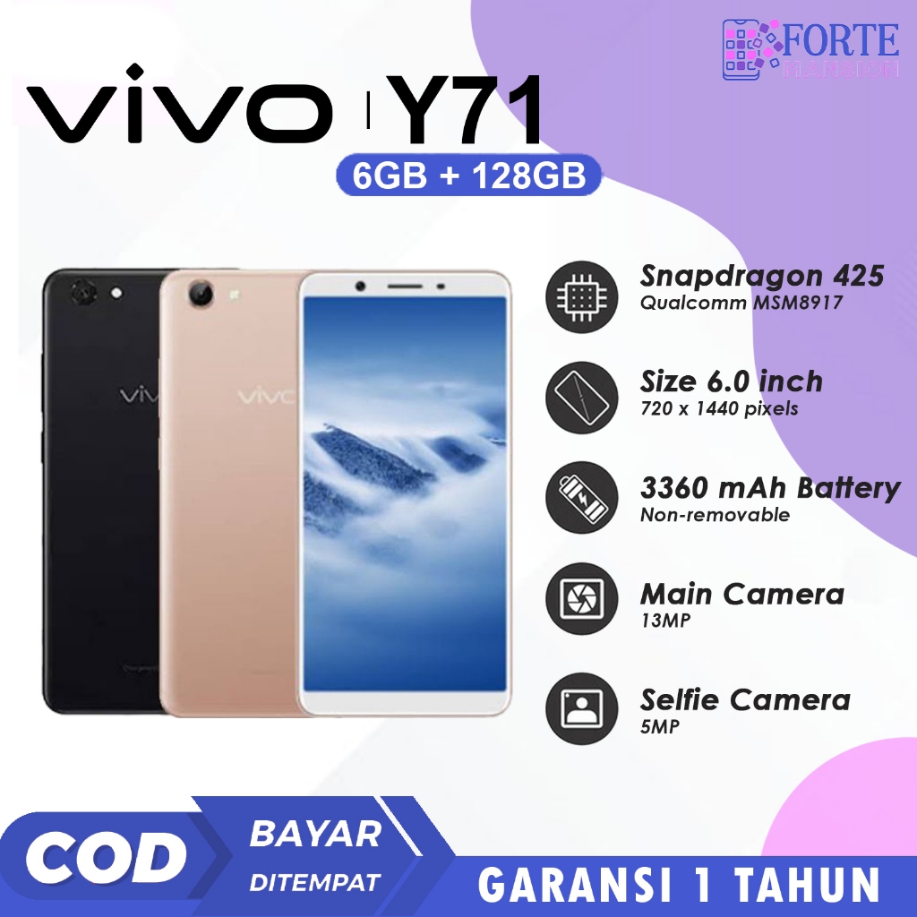 Jual HP VIVO Y71 6+128GB Murah Smartphone Fullset Garansi 12 Bulan