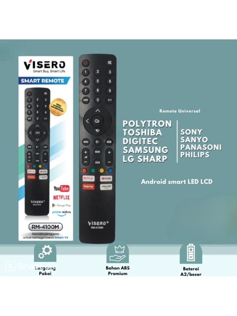 Jual VISERO RM-4100M REMOTE TV MULTI LED/ LCD SMART YOUTUBE NETFLIX ...