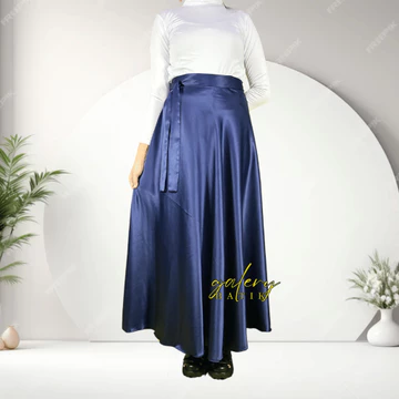 Rok Lilit Polos Satin Flara Rok Bawahan Modern Stelan Casual Elegan Wanita Masa Kini