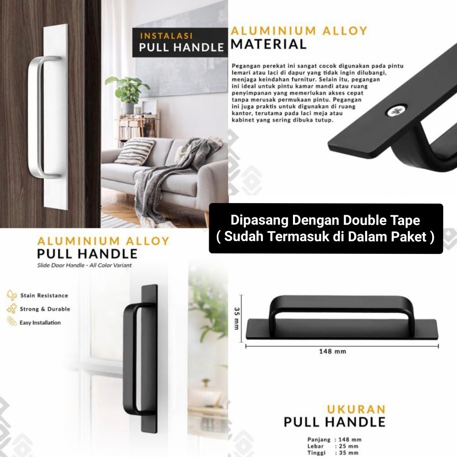 Jual Gagang Tarikan Handel Pintu Tempel Bahan Aluminium Tempel Pull ...