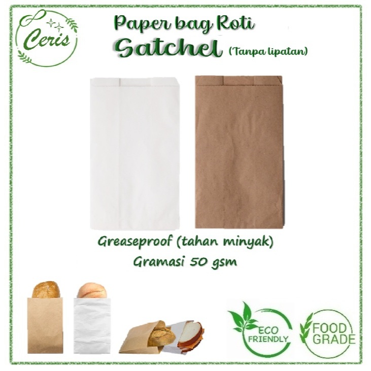 Jual Paper bag SATCHEL; Kantong kertas roti, kue, snack, fried chicken ...