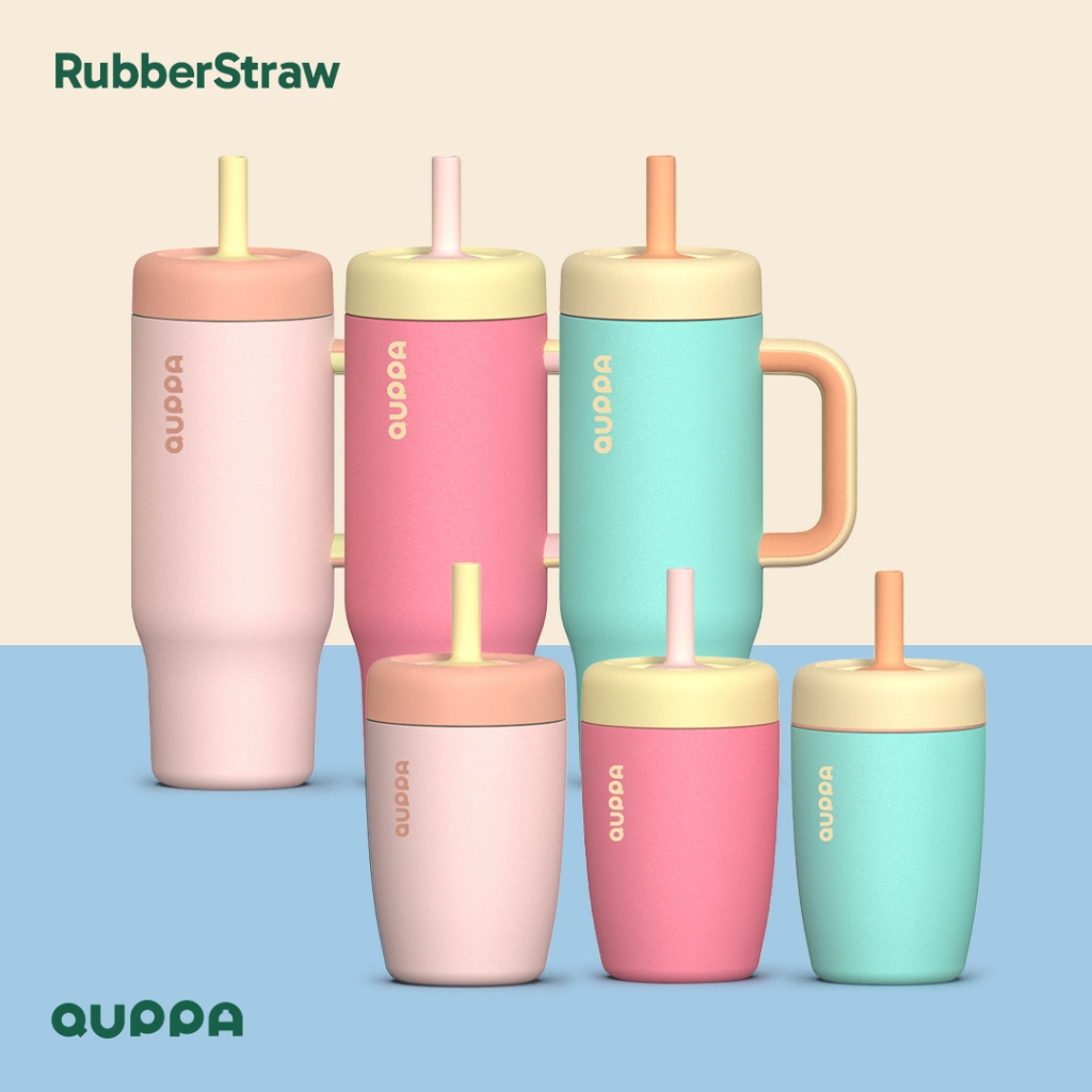 Jual Quppa RubberStraw Tumbler Stainless Steel Bottle Botol Minum ...
