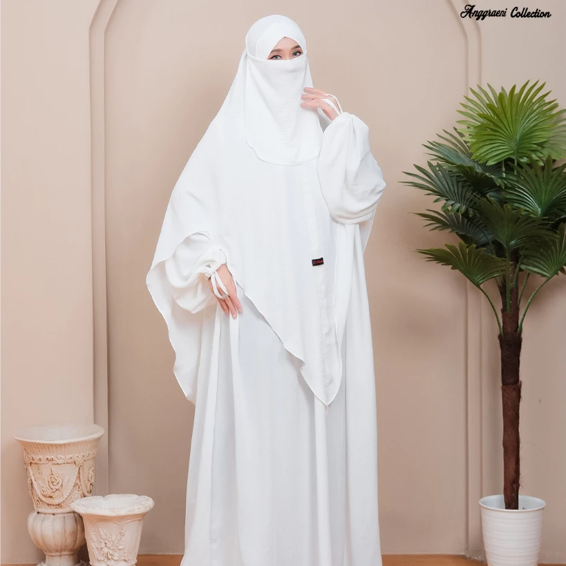 Gamis Candera Set Kerudung dan Cadar Tangan Balon