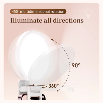 JOPREE K01 LED Rechargeable Selfie Lighting Ring Light Mini Portable Clip On Smartphone Laptop