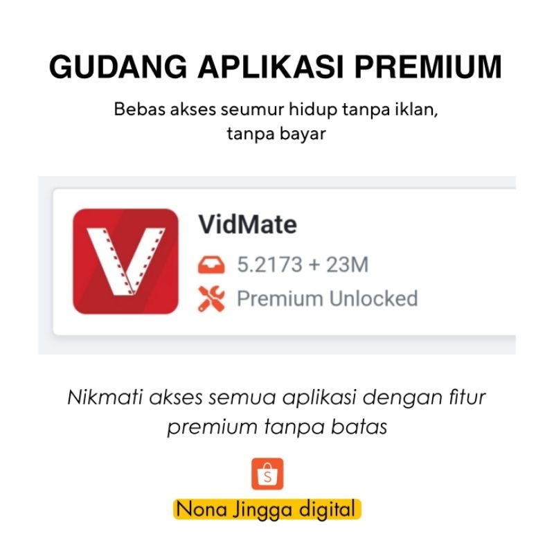 Jual VIDMATE PREMIUM/PRO/MOD Shopee Indonesia