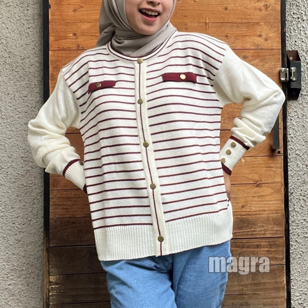Jual FIONA SWEATER / ATASAN RAJUT WANITA MOTIF GARIS / WANDA SWEATER ...