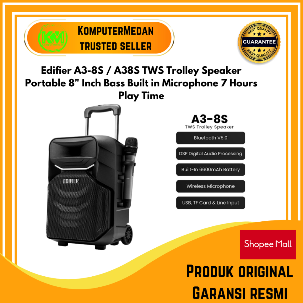 Jual Edifier A3-8S / A38S TWS Trolley Speaker Portable 8