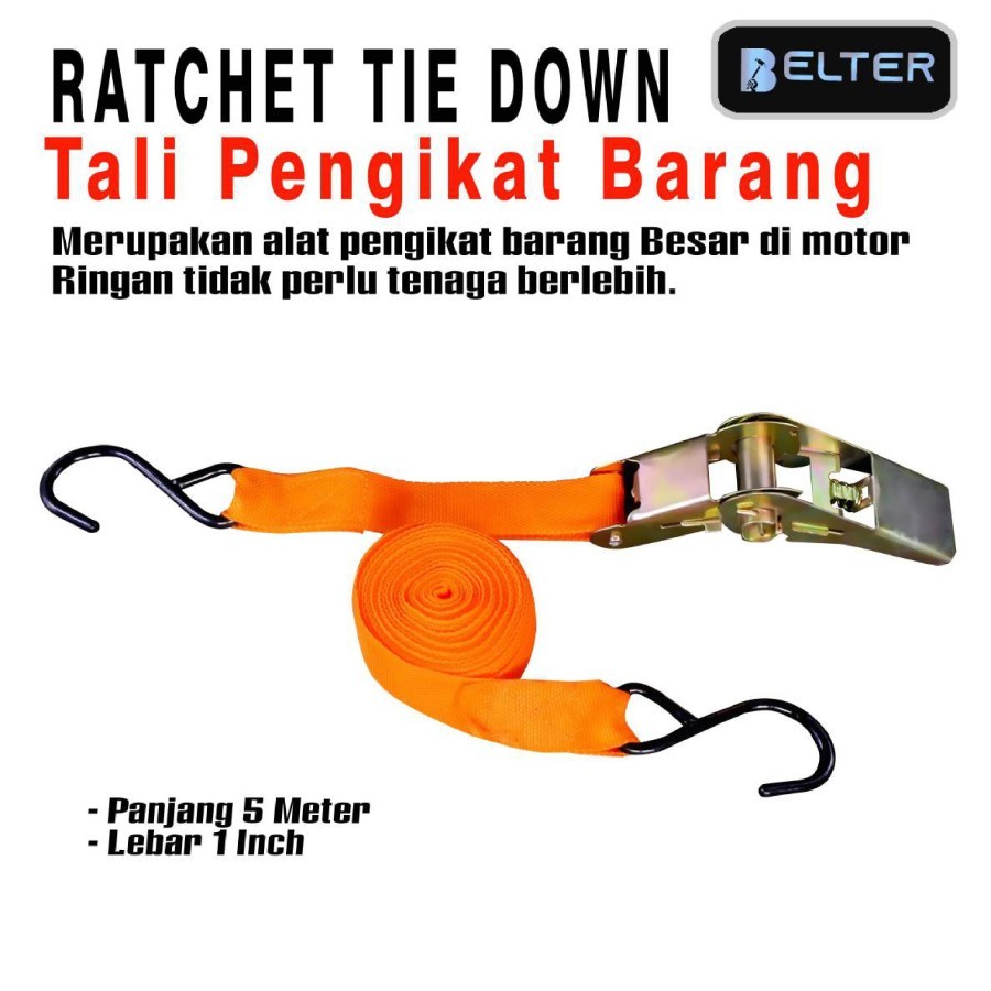 Jual 1 X5 Meter Tali Pengikat Barang Motor Ratchet Tie Down 10ton Tali