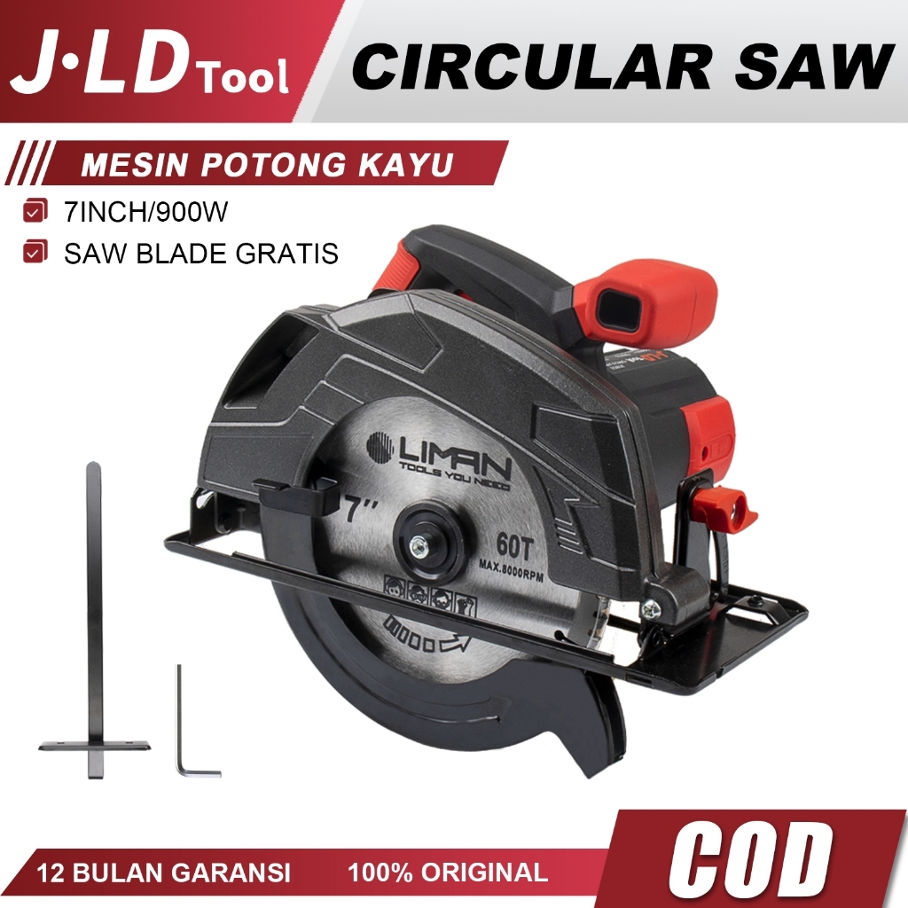 Jual JLD 900W Circular Saw Gergaji Kayu Listrik Circular Saw 7 Inch ...
