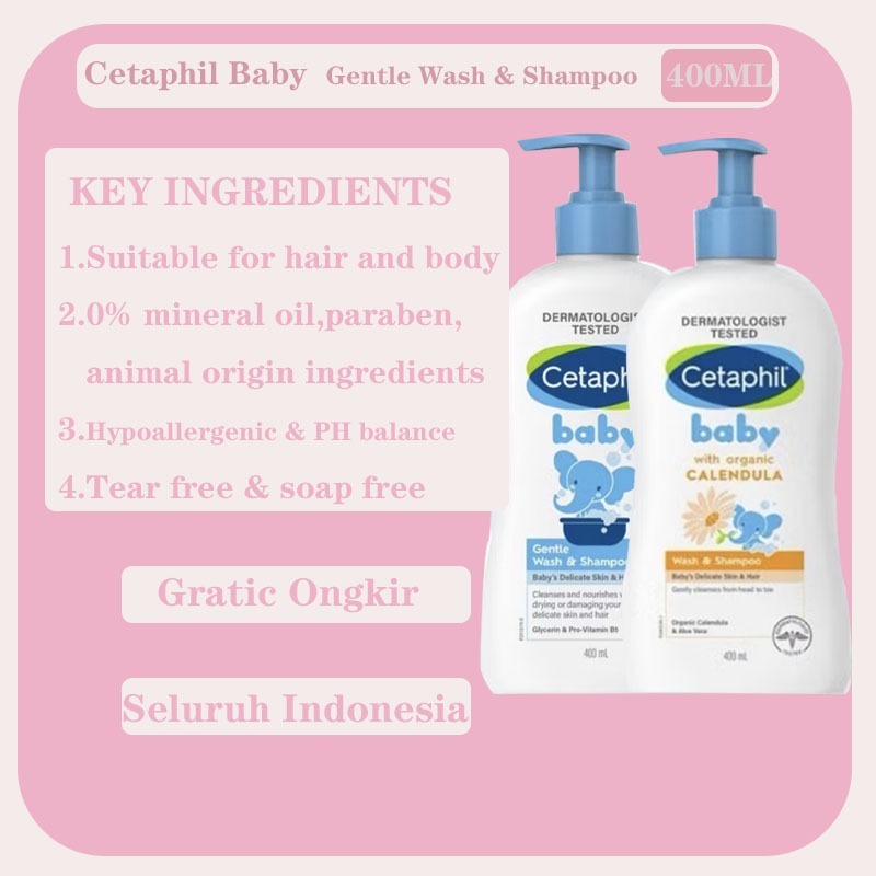 (exp2027)Cetaphil Baby Wash Shampoo With Natural Calendula With Organic  Calendula Kemasan Baru 400ml