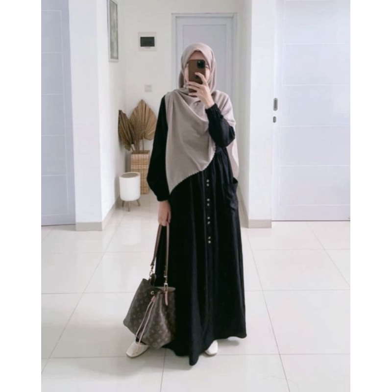 Jual Terbaru Emiera Dress Polos Linen Gamis Simpel Wanita Remaja ...