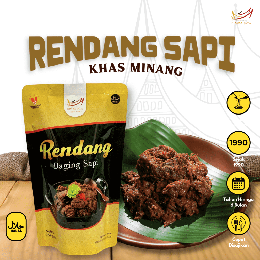 Jual Rendang Daging Sapi Asli Padang Minang Sachet Instan Siap Saji ...