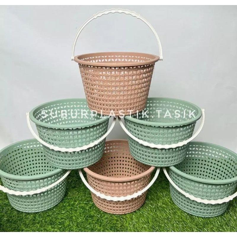 Jual (12pcs) Keranjang Jinjing Bulat Elandra Plastik Tempat Sabun ...