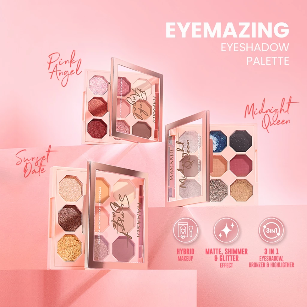 Hanasui Eyemazing Eyeshadow Palette - Eyeshadow Pallete 3 Sweatproof Shades High Pigment & Easy to Blend - Astarani Glow ビューティーケア