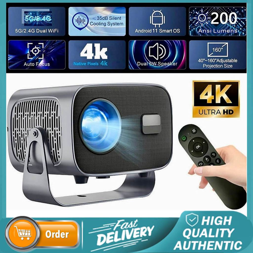 Jual A10 Projector Proyektor Bluetooth Android 11.0 4K FHD LED 2GB RAM ...
