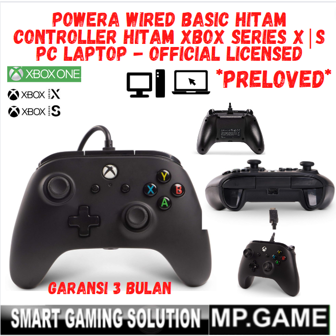 Jual PowerA Basic Wired Controller BLACK Xbox S/X Xbox One PC + Kabel ...