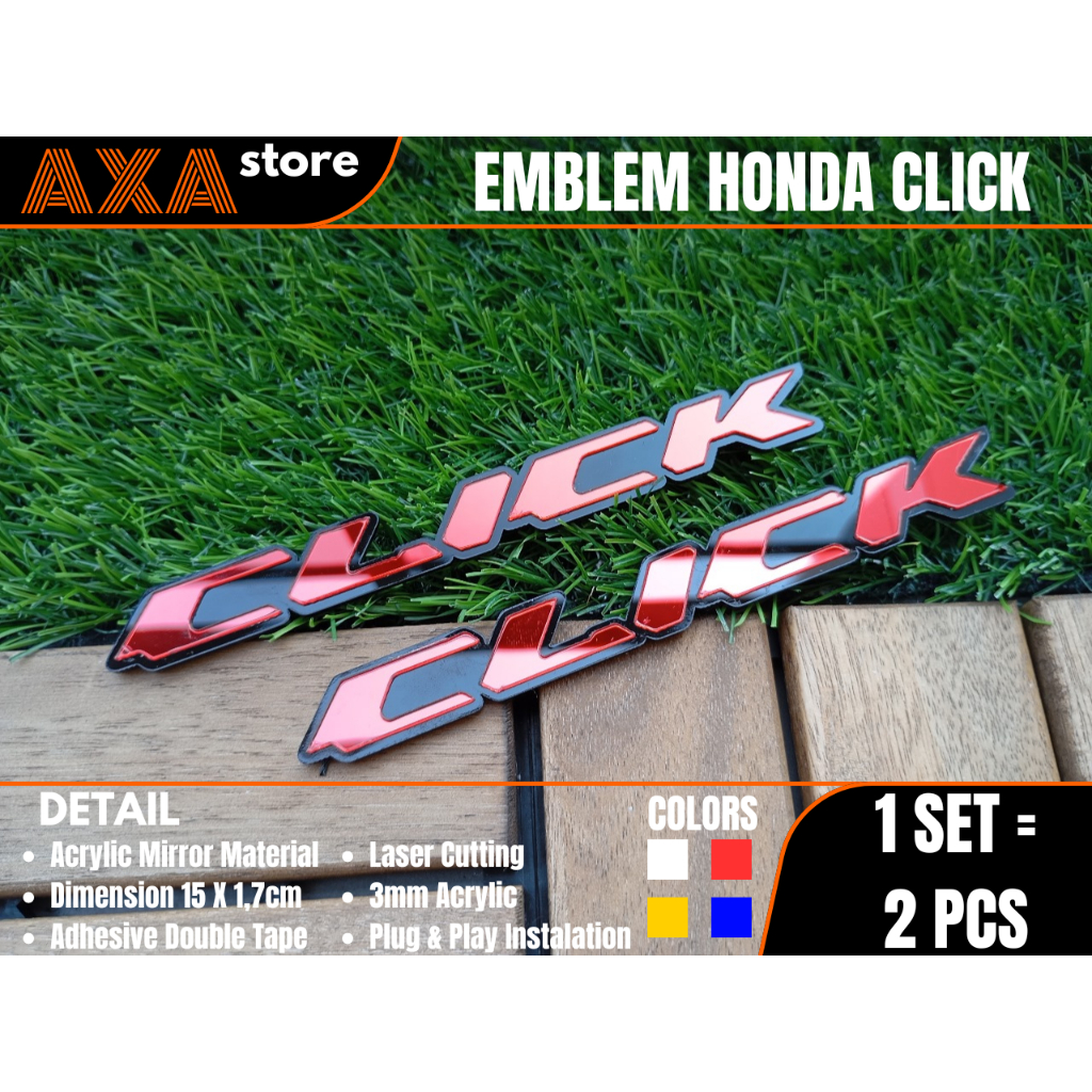 Jual EMBLEM HONDA CLICK THAILAND 3D ACRYLIC 1SET=2PCS Warna Merah ...