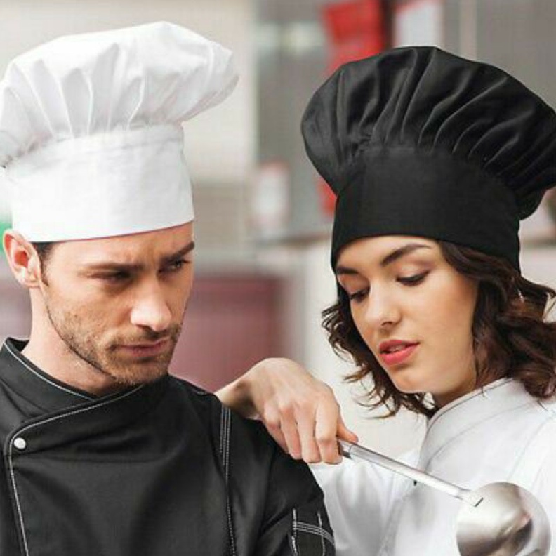 Jual Topi Koki Topi Chef Hat Chef Profesional Dewasa dan anak Hitam ...