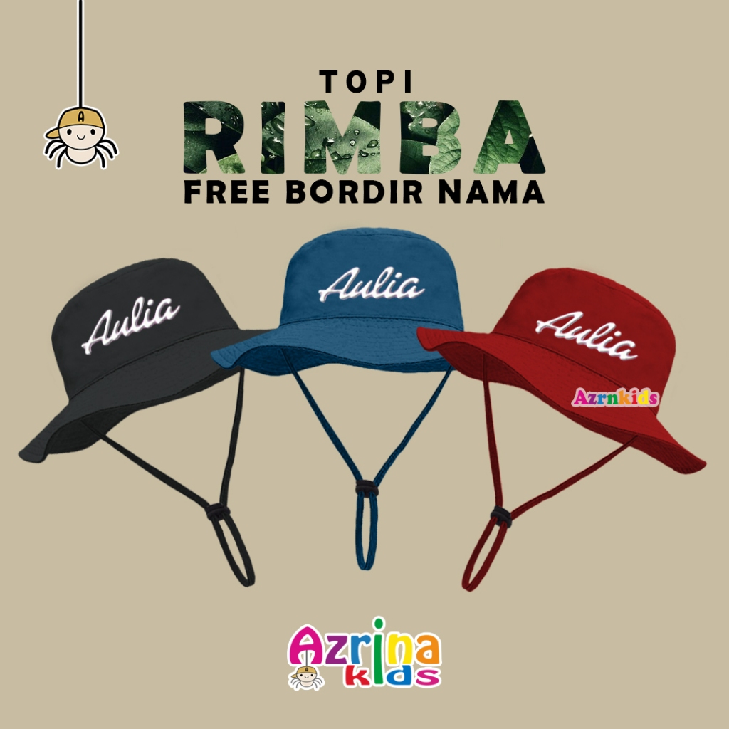 Jual Topi Rimba Safari Anak Petualang Laki Laki Perempuan Free Bordir ...