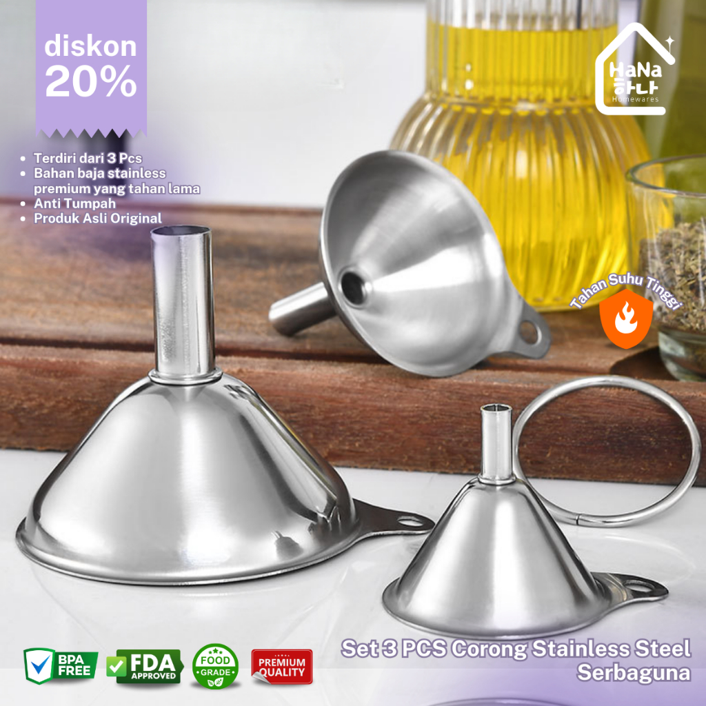 Jual Set 3 PCS Corong Stainless Steel Serbaguna - Corong Minyak Sayur ...
