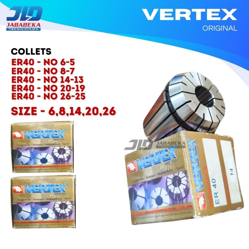 Jual VERTEX Collet ER40 6,8,14,20,26 MM Collet Arbor Chuck / Collet ...