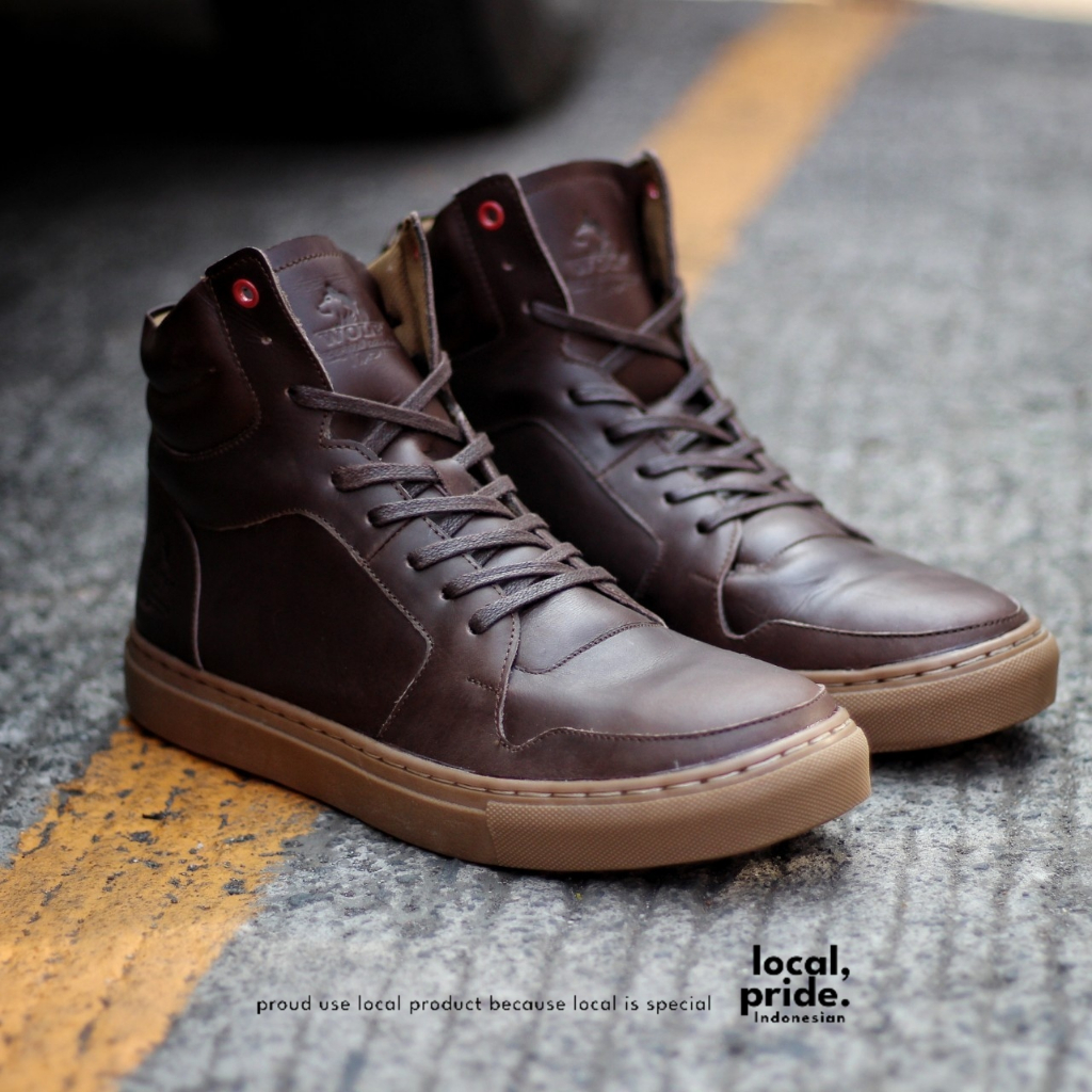Jual Sepatu Sneakers Kulit Casual Pria Original WOLF SNKR 01 HIGH FULL ...