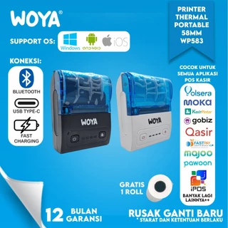 WOYA PRINTER BLUETOOTH MINI MOBILE THERMAL PORTABLE RECEIPT PPOB / KASIR 58MM WOYA WP583 - PRINT ALAMAT THERMAL