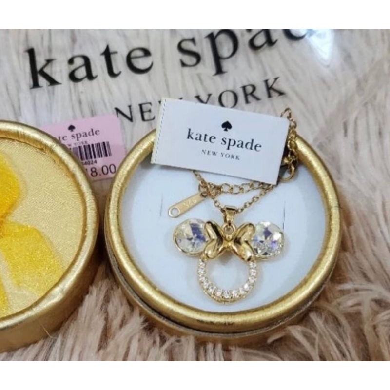 Kalung Disney X Kate Spade New York Aurora Minnie Mouse Silver 925 Pendant  Necklace Multi Warna Gold Emas Kualitas Premium green white batu zirconia 