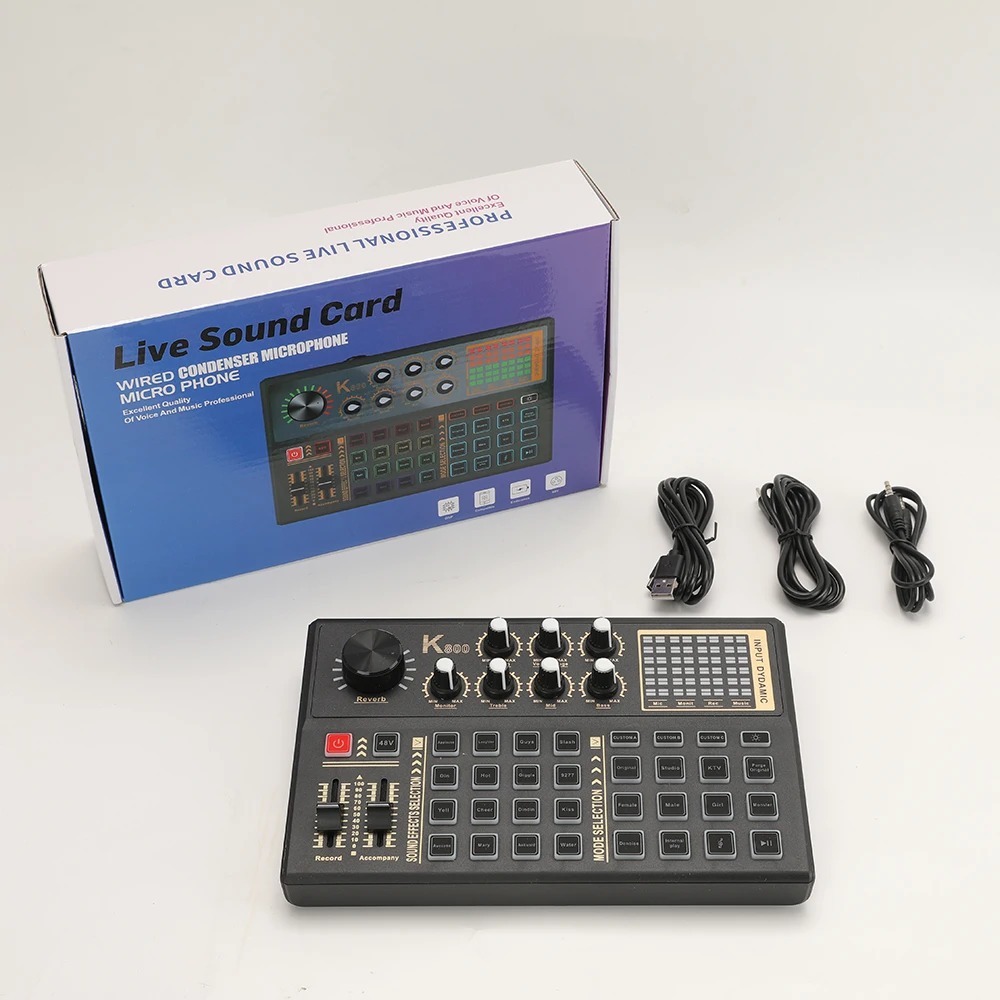 Jual Soundcard Live Streaming K800 16 Efek 4 Tone Suara Fitur Denoise