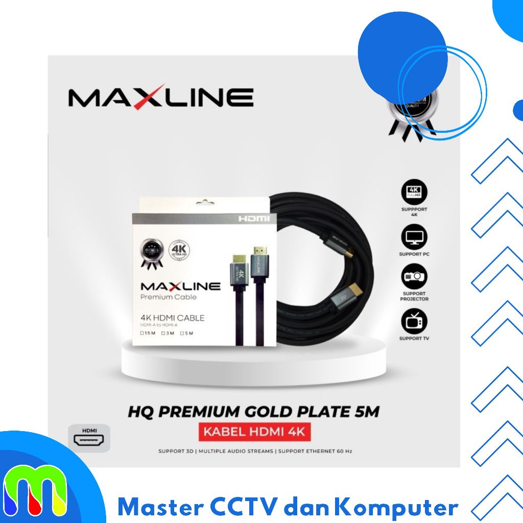 Jual Kabel HDMI MaxLine 2.0 Ultra HD 4K Premium Quality 5M | Shopee ...