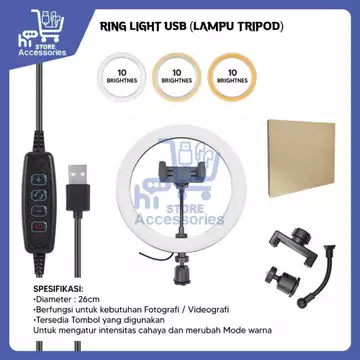 HSA Ringlight Lampu Live Streaming Ukuran 26cm Ring Light Led Uk 26 Cm 10 Inch