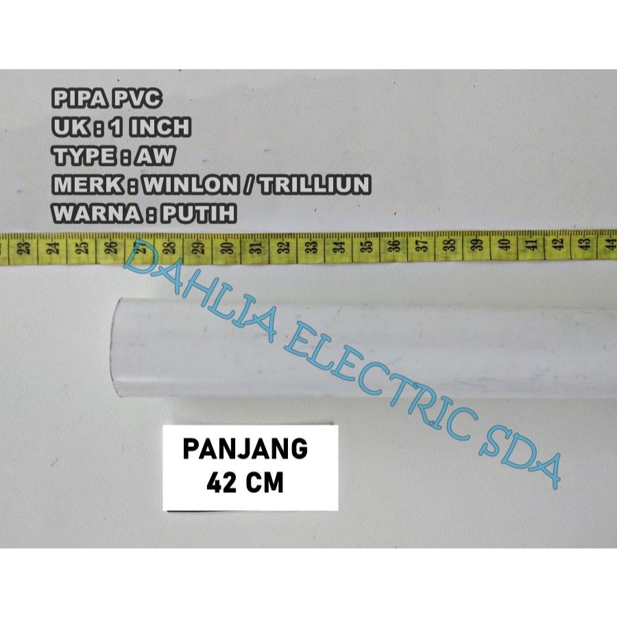 Jual PIPA PVC 1 INCH AW TRILLIUN PUTIH PANJANG 30 CM , 42CM | Shopee ...