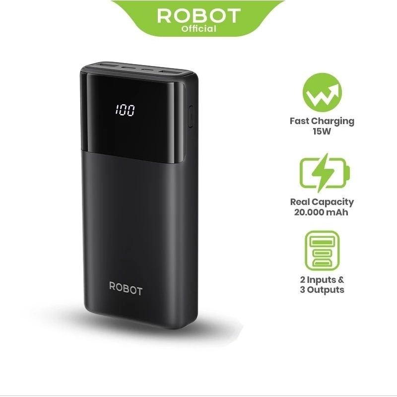 Jual ROBOT RT22S 15W Powerbank 20000mAh Fast Charging 3 Port Output ...