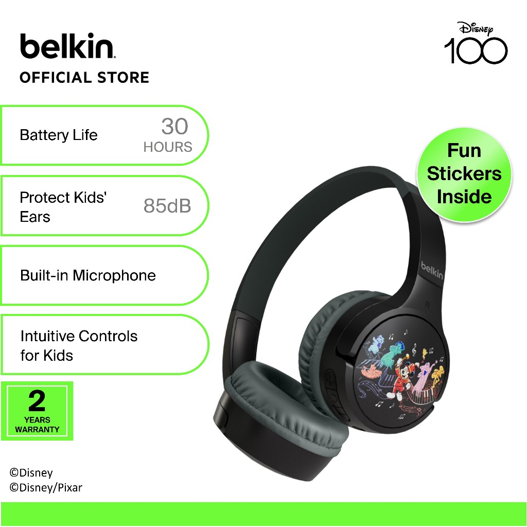 Belkin AUD002qc Disney Series SoundForm Mini Wireless On-Ear Headphones for  Kids