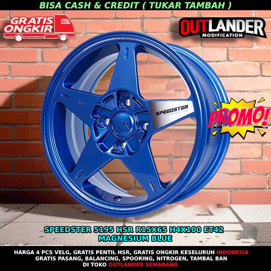 Jual Velg racing hsr speedster r15 pcd 4x100 blue brio agya sirion ...