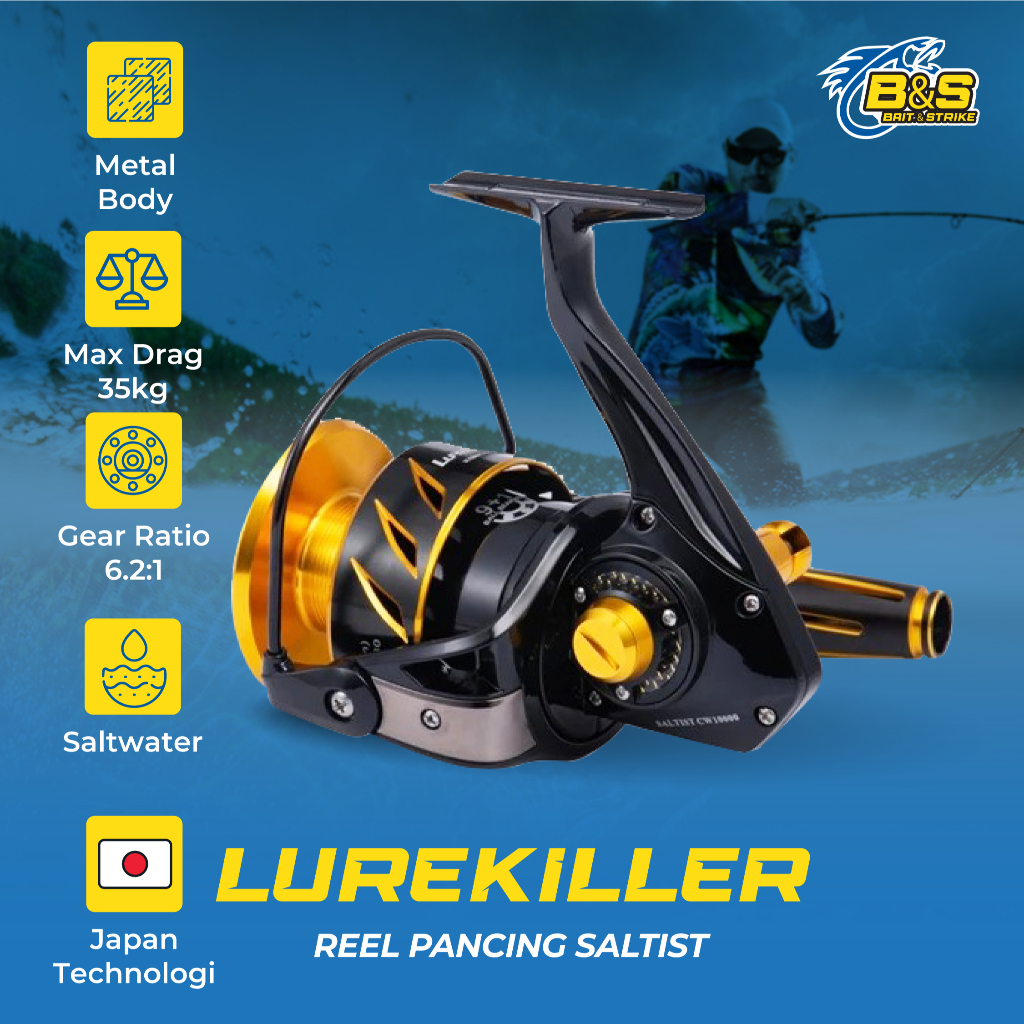 Lurekiller SALTIST jepang Reel Pancing full metal  cw3000/cw4000/cw4000H/cw5000/cw6000/cw10000/cw10000H max drag 35kg RP009