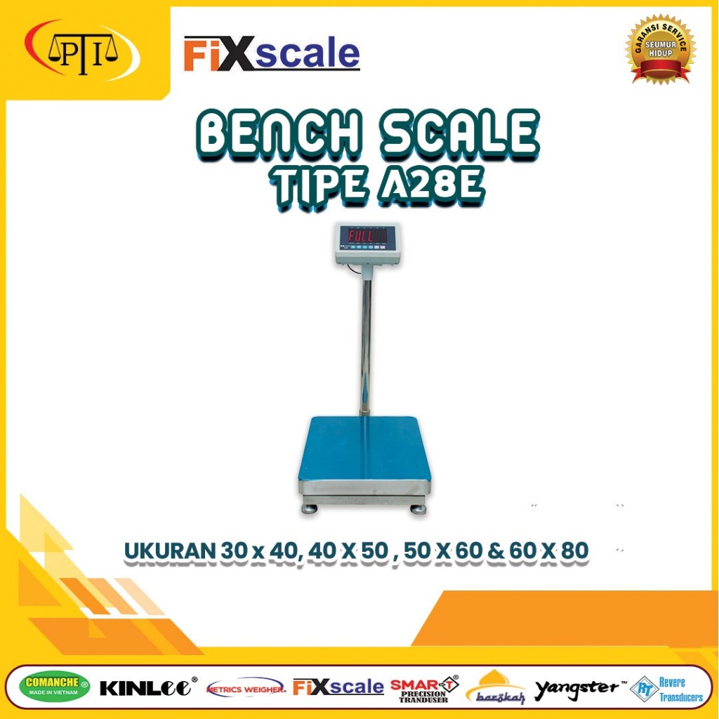 Jual FIX SCALE Timbangan Duduk 30x40 60kg 100kg | Bench Scale Led ...