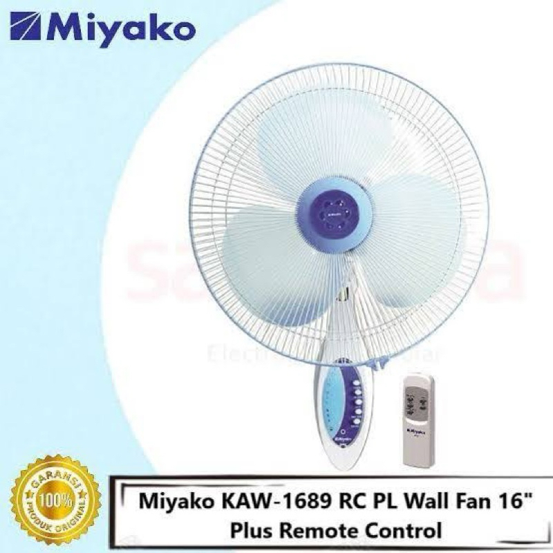 Jual KIPAS ANGIN DINDING REMOT CONTROL MIYAKO KAW-1689 RC | KIPAS ANGIN