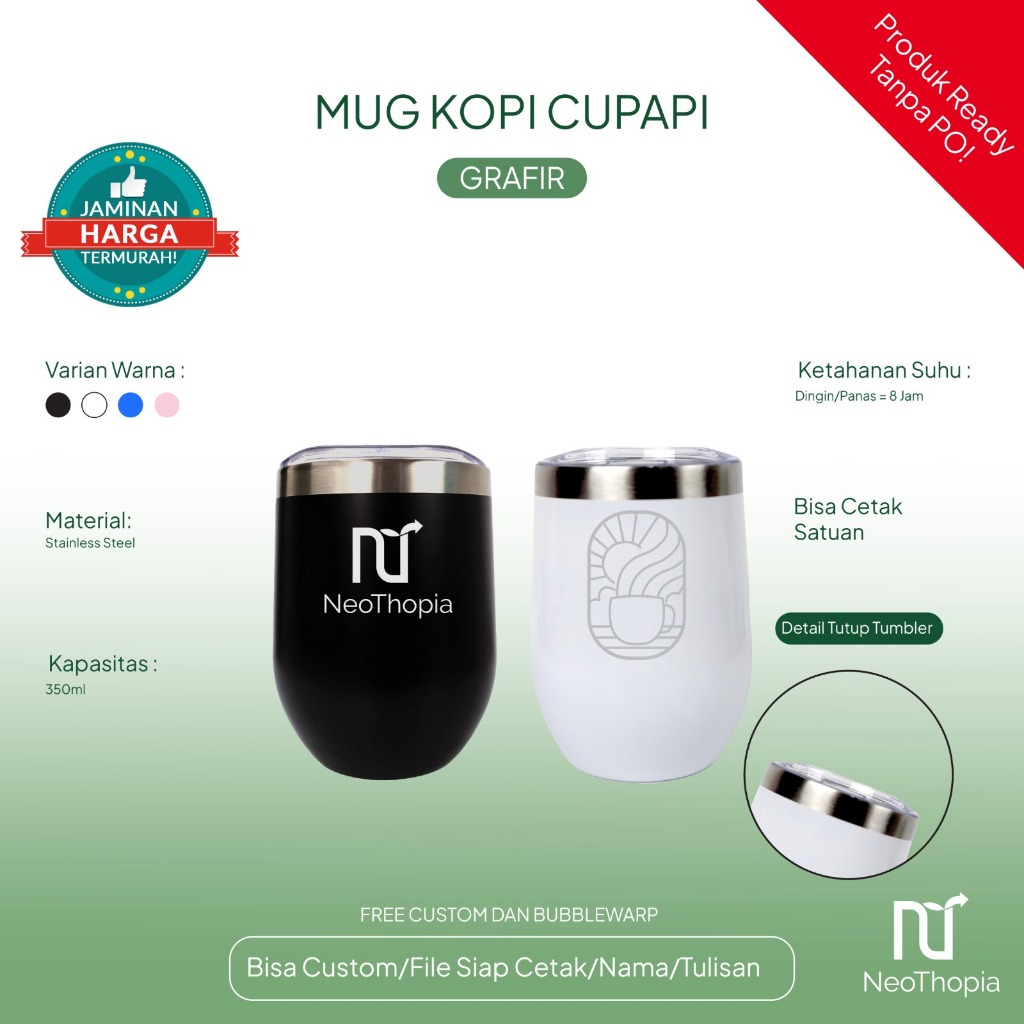 Jual Tanpa Po Mug egg Custom Laser Grafir 1 Sisi Coffee CUPAPI 350ml ...