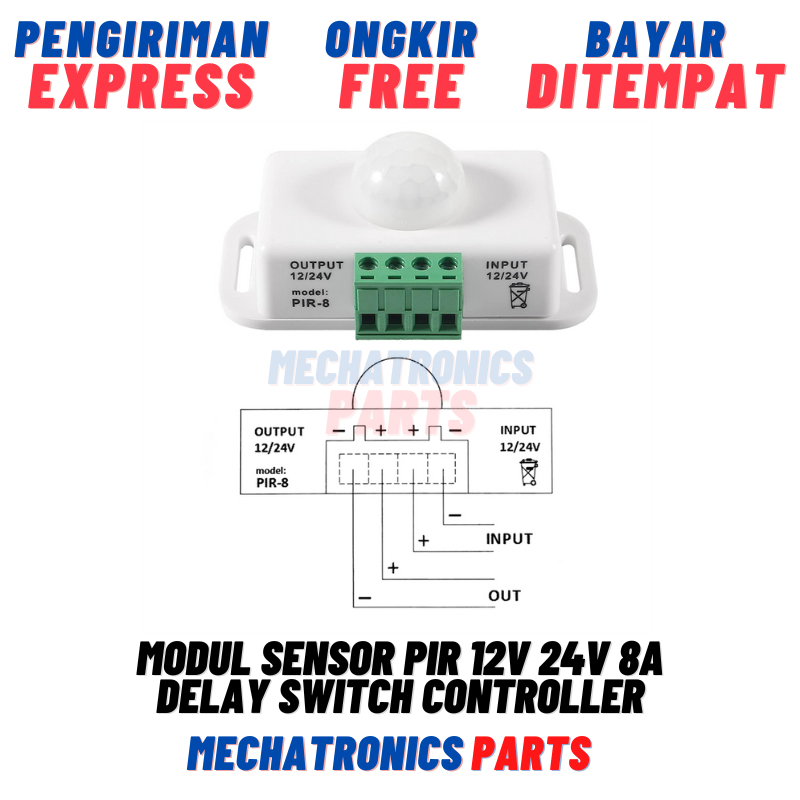 Jual Modul Sensor PIR 12V 24V 8A Delay Switch Controller Hitam Putih ...