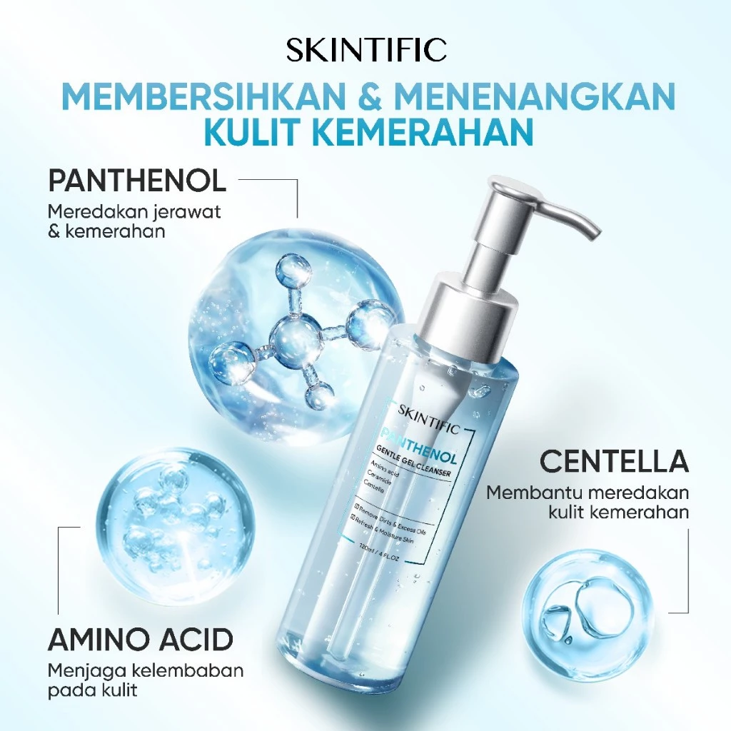 SKINTIFIC Gel Pembersih Lembut Panthenol dan Centella Asiatica 120ml - Paket 3pcs