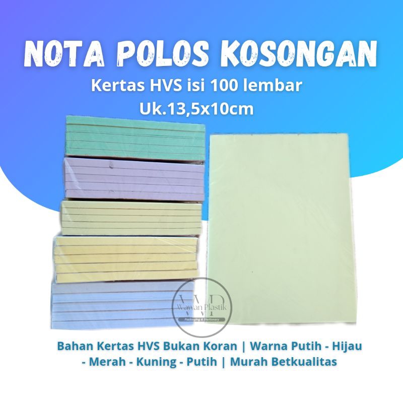 Jual (10 Buku) Nota Polos Kosongan Kertas HVS isi 100 Lembar Uk.13 ...