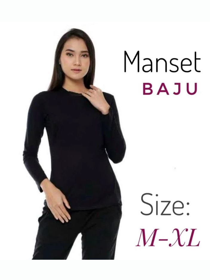 Jual Manset Baju Dalaman Kaos Wanita Pria Rayon Spandex Hitam Oblong ...